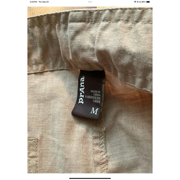 prAna Sutra Pants Women Medium (M) Hemp Khaki Wide Leg Drawstring Yoga Travel - Picture 5 of 9